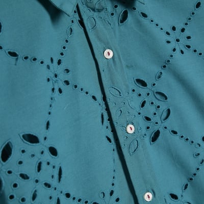 Blue Poplin Broderie Shirt
