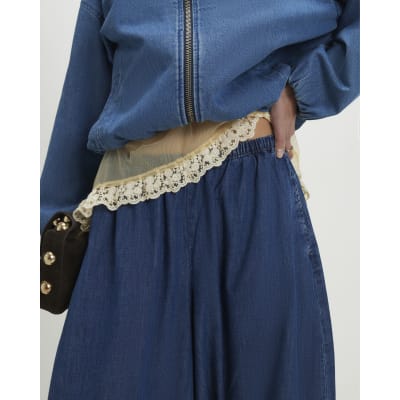 Blue Pull On Cuffed Hareem Jeans