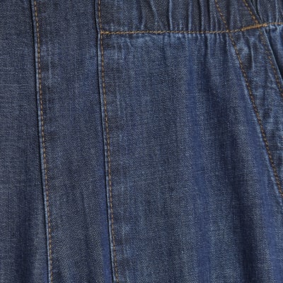 Blue Pull On Wide Leg Jeans