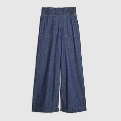 Blue Pull On Wide Leg Jeans