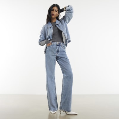 Blue Relaxed Straight Jeans