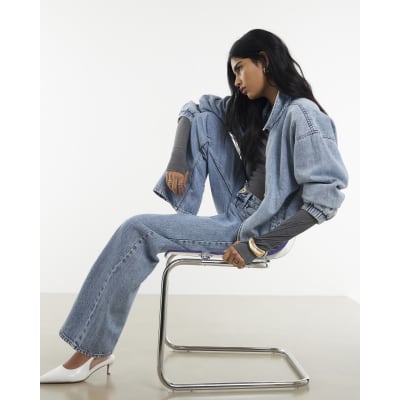 Blue Relaxed Straight Jeans