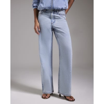 Blue Relaxed Straight Leg Jeans