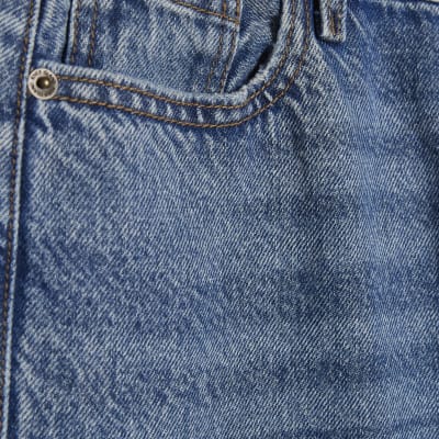 Blue Relaxed Straight Ripped Jeans