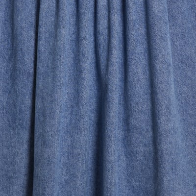 Blue Seamed Midi Denim Swing Dress