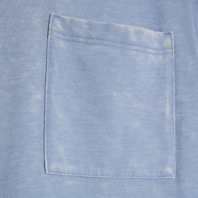 Blue Short Sleeve Burnout Pocket T-shirt