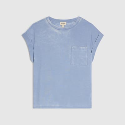 Blue Short Sleeve Burnout Pocket T-shirt