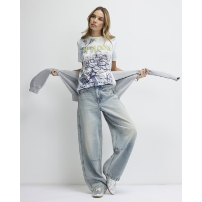 Blue Short Sleeve In Bloom T-shirt