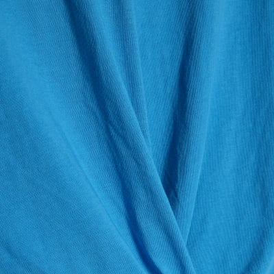Blue Short Sleeve Twist Front T-shirt