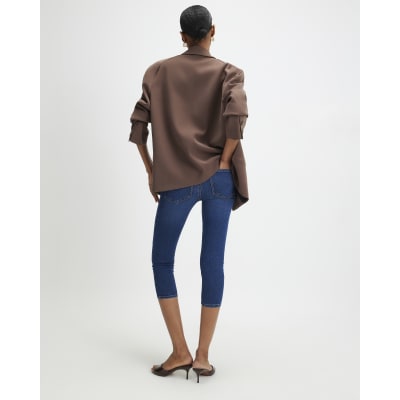 Blue Skinny Fit Capri Jeans