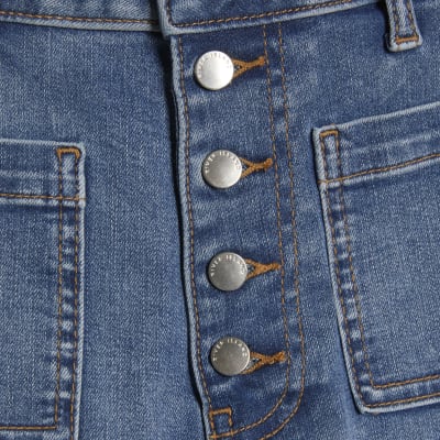 Blue Skinny Pocket Front Capri Jeans