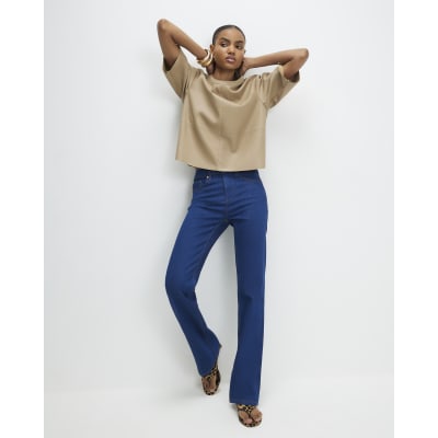 Blue Stretch Straight Leg Jeans