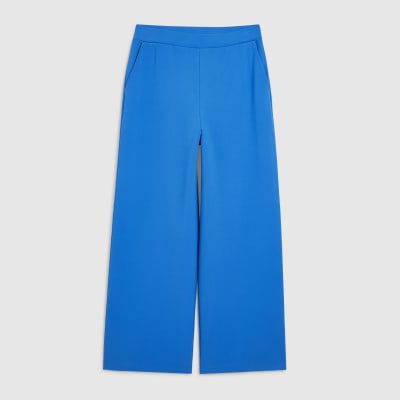 Blue Stretch Wide Leg Trousers