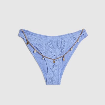 Blue Textured Shell Bikini Briefs