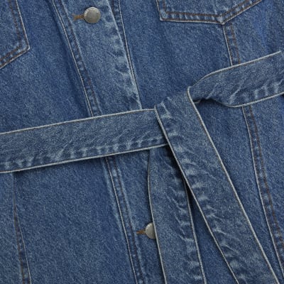 Blue Tie front Denim Jacket