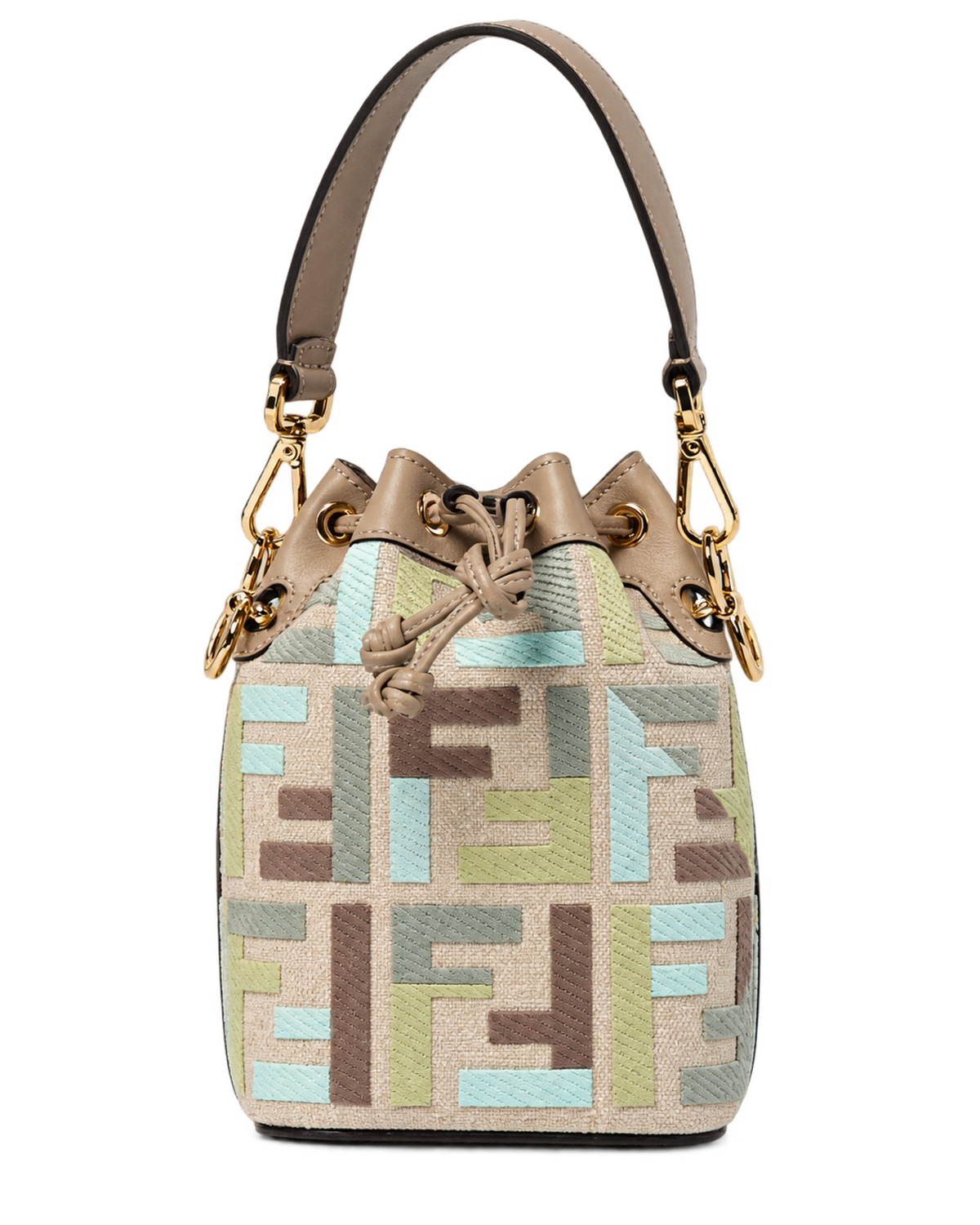Borsa Mon Tresor Fendi in canvas e pelle con monogram FF jacquard