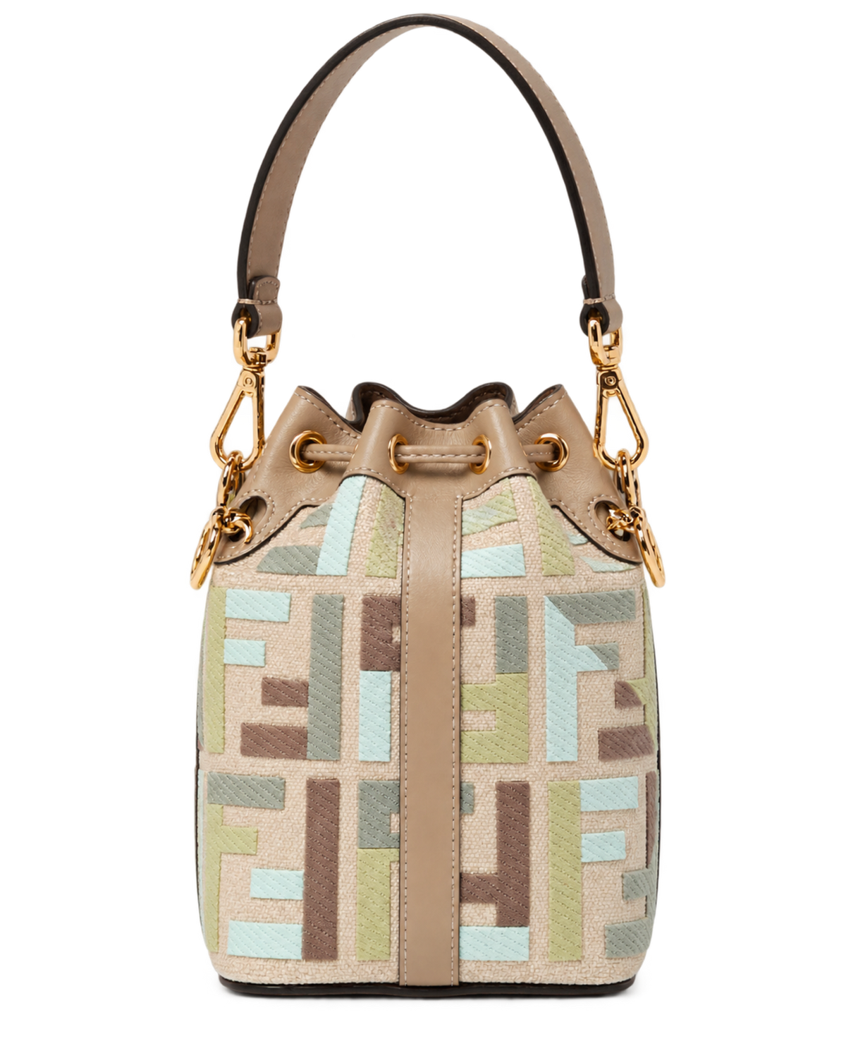 Borsa Mon Tresor Fendi in canvas e pelle con monogram FF jacquard