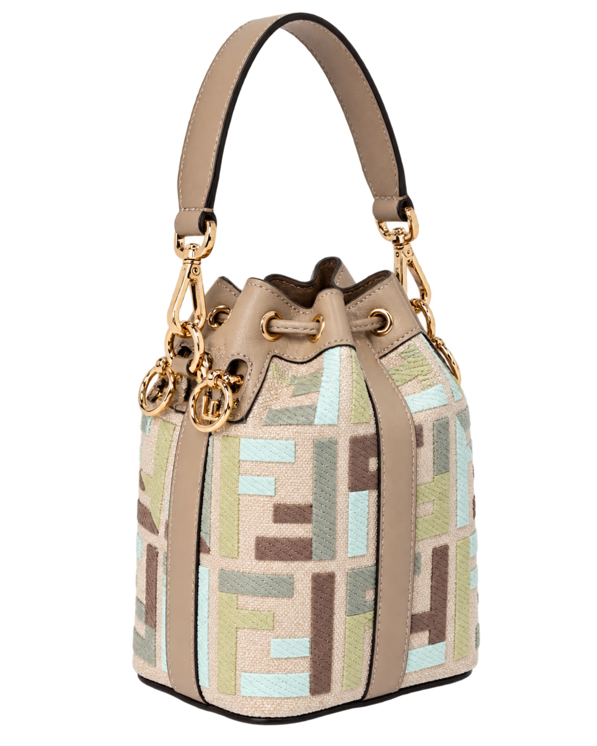 Borsa Mon Tresor Fendi in canvas e pelle con monogram FF jacquard