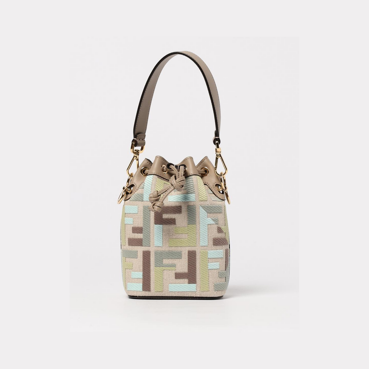 Borsa Mon Tresor Fendi in canvas e pelle con monogram FF jacquard