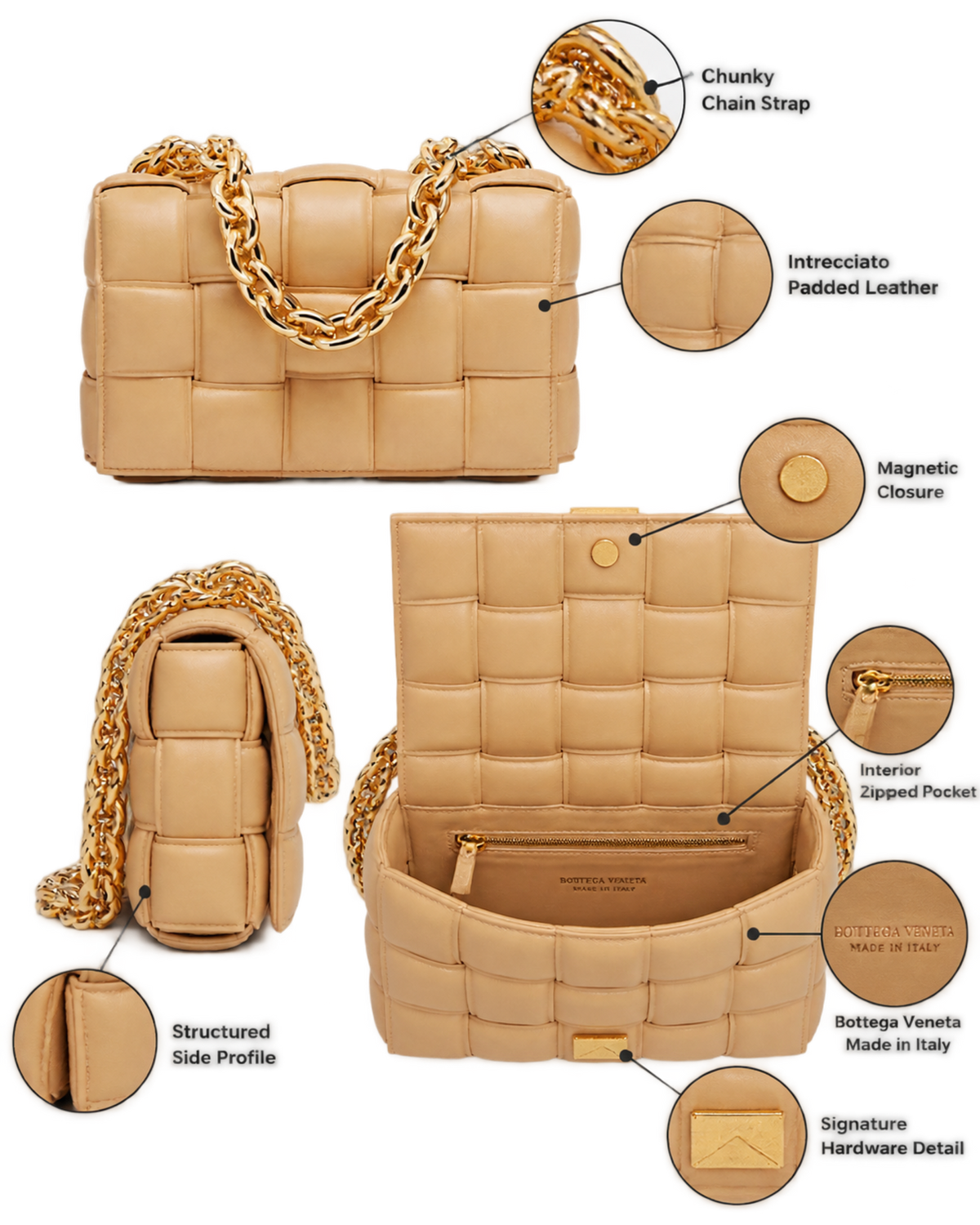 BOTTEGA VENETA Chain Cassette Padded Shoulder Bag