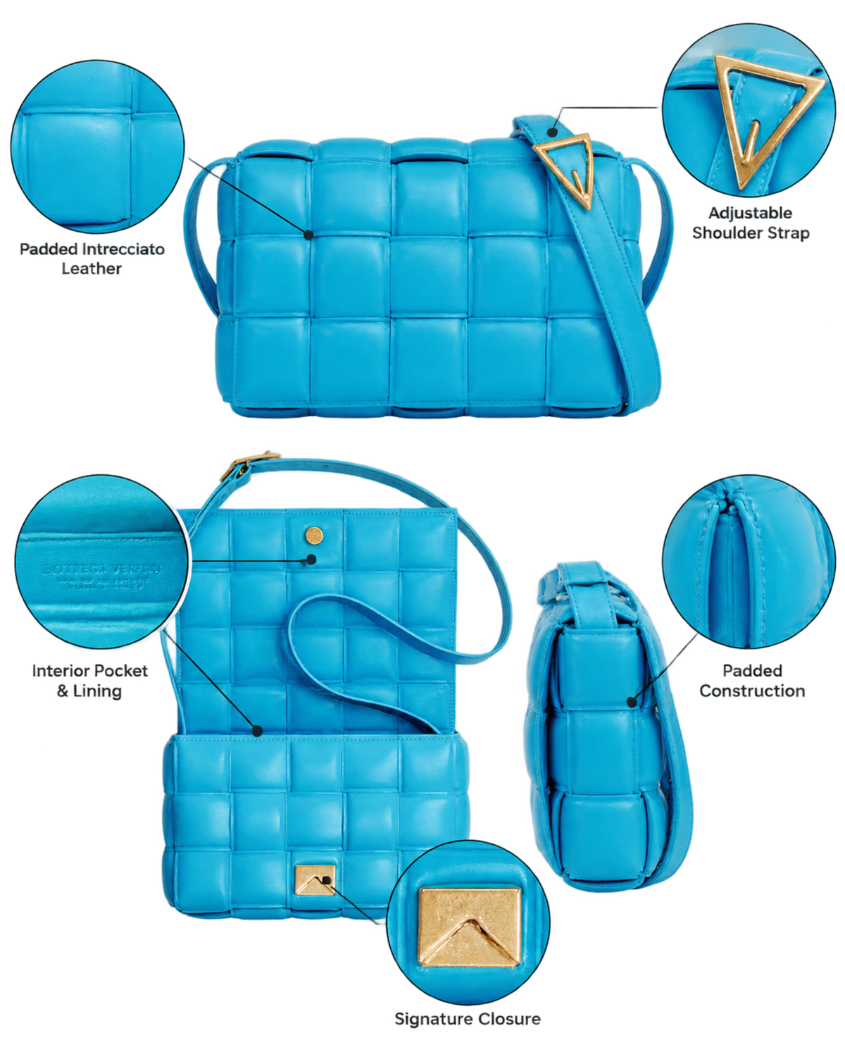 Bottega Veneta Padded Intreccio Cassette Crossbody Bag Pool