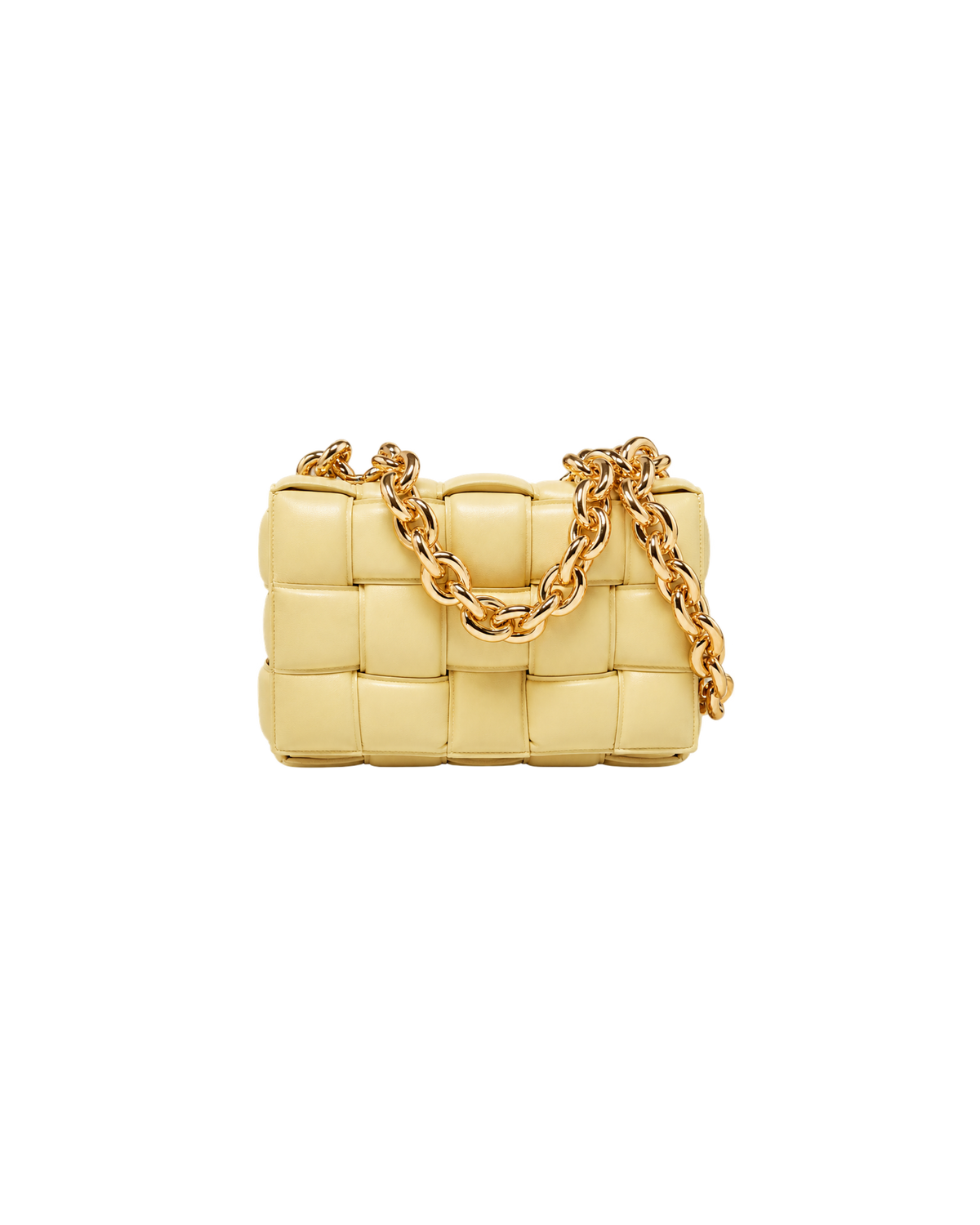 Bottega Veneta Yellow Intrecciato Leather Padded Cassette Chain Bag