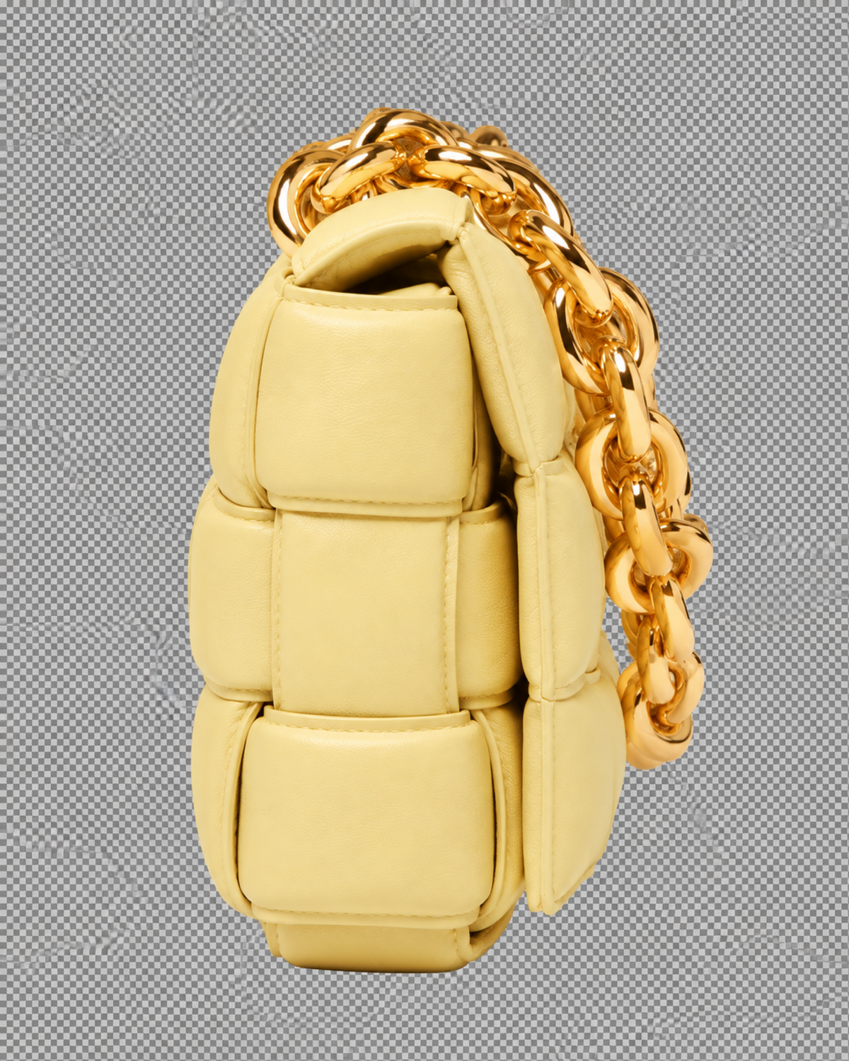 Bottega Veneta Yellow Intrecciato Leather Padded Cassette Chain Bag