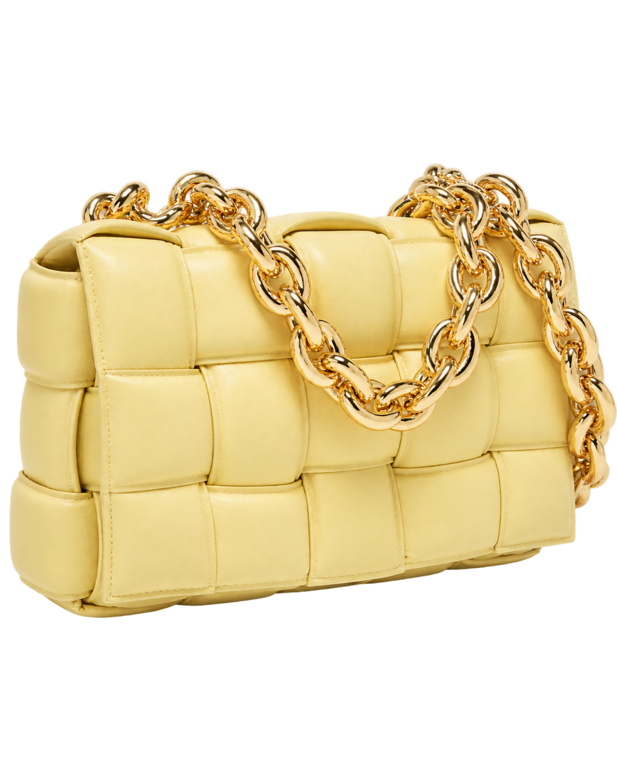 Bottega Veneta Yellow Intrecciato Leather Padded Cassette Chain Bag