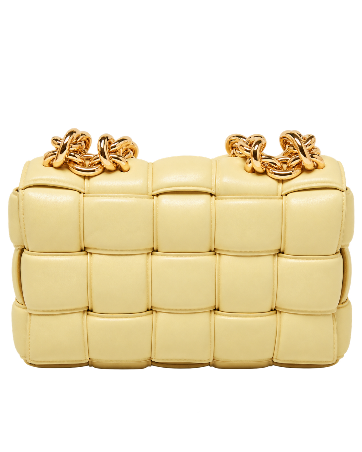 Bottega Veneta Yellow Intrecciato Leather Padded Cassette Chain Bag