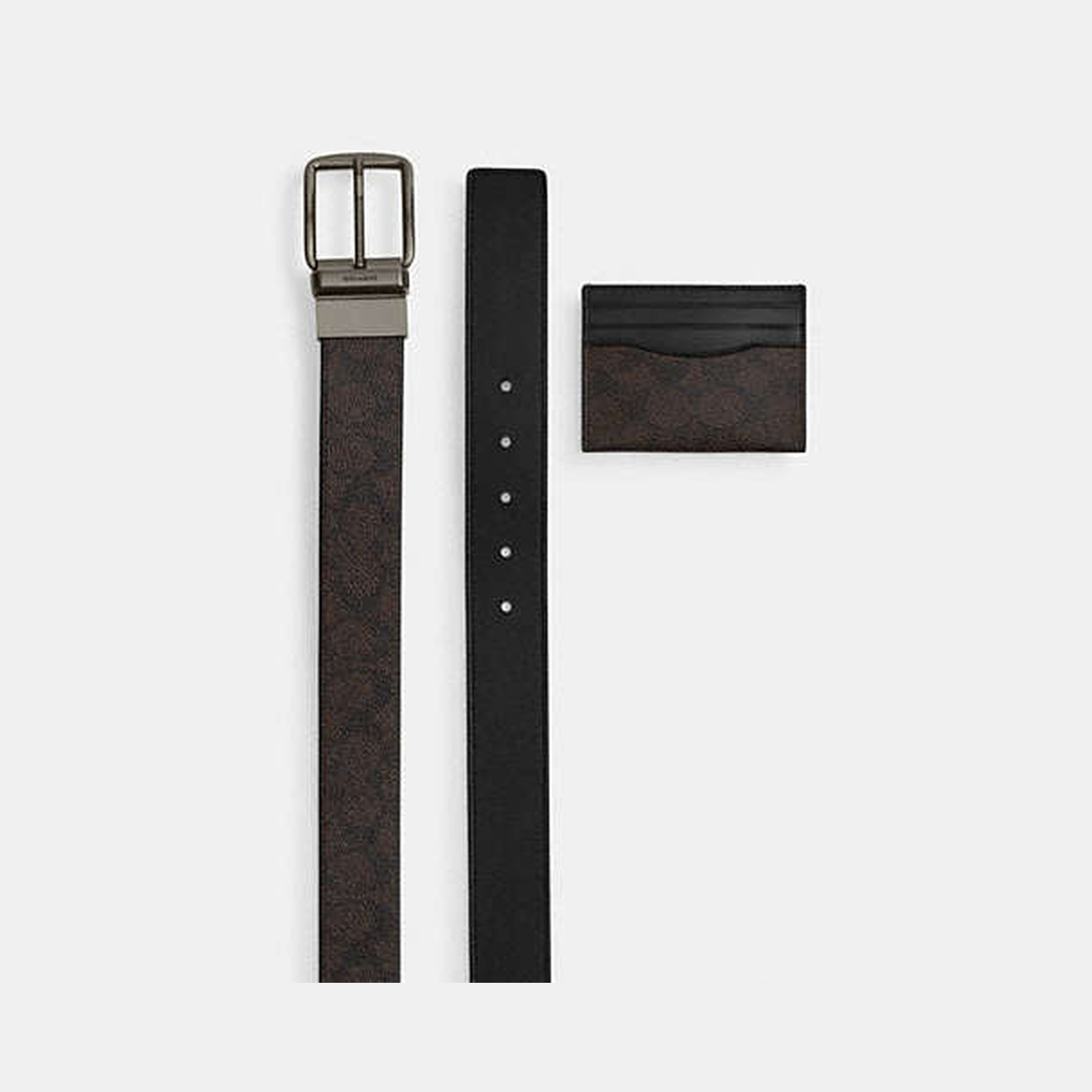 Boxed Card Case And Belt Set In Signature Canvas