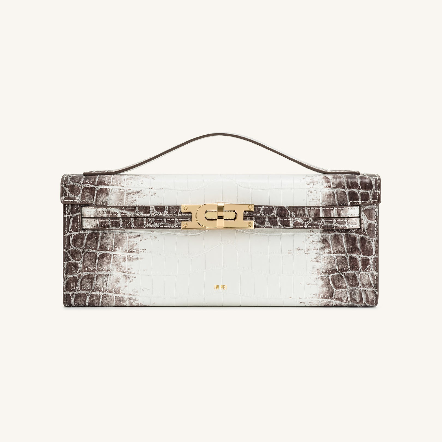 Bria Structured Top Handle Bag - White Croc