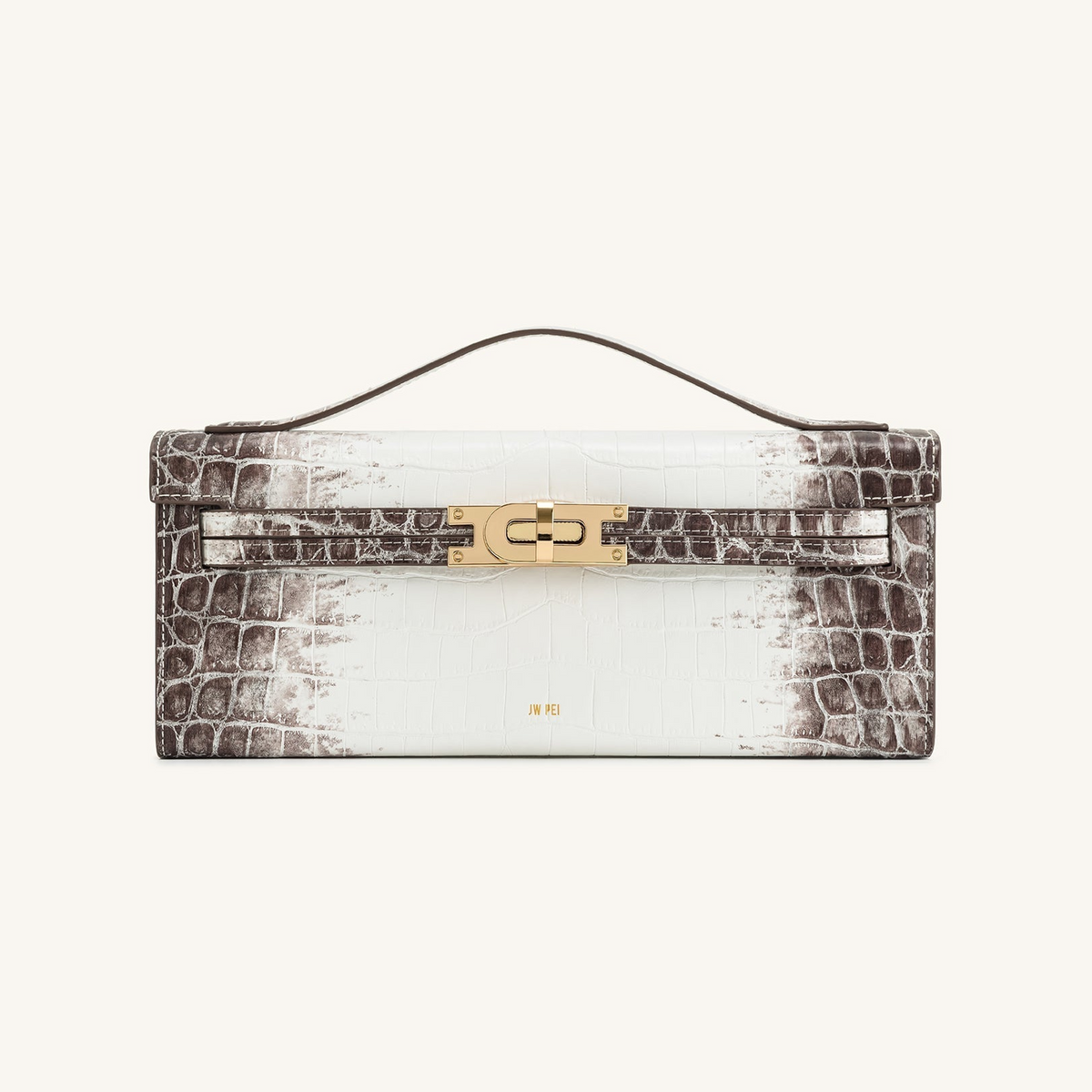 Bria Structured Top Handle Bag - White Croc
