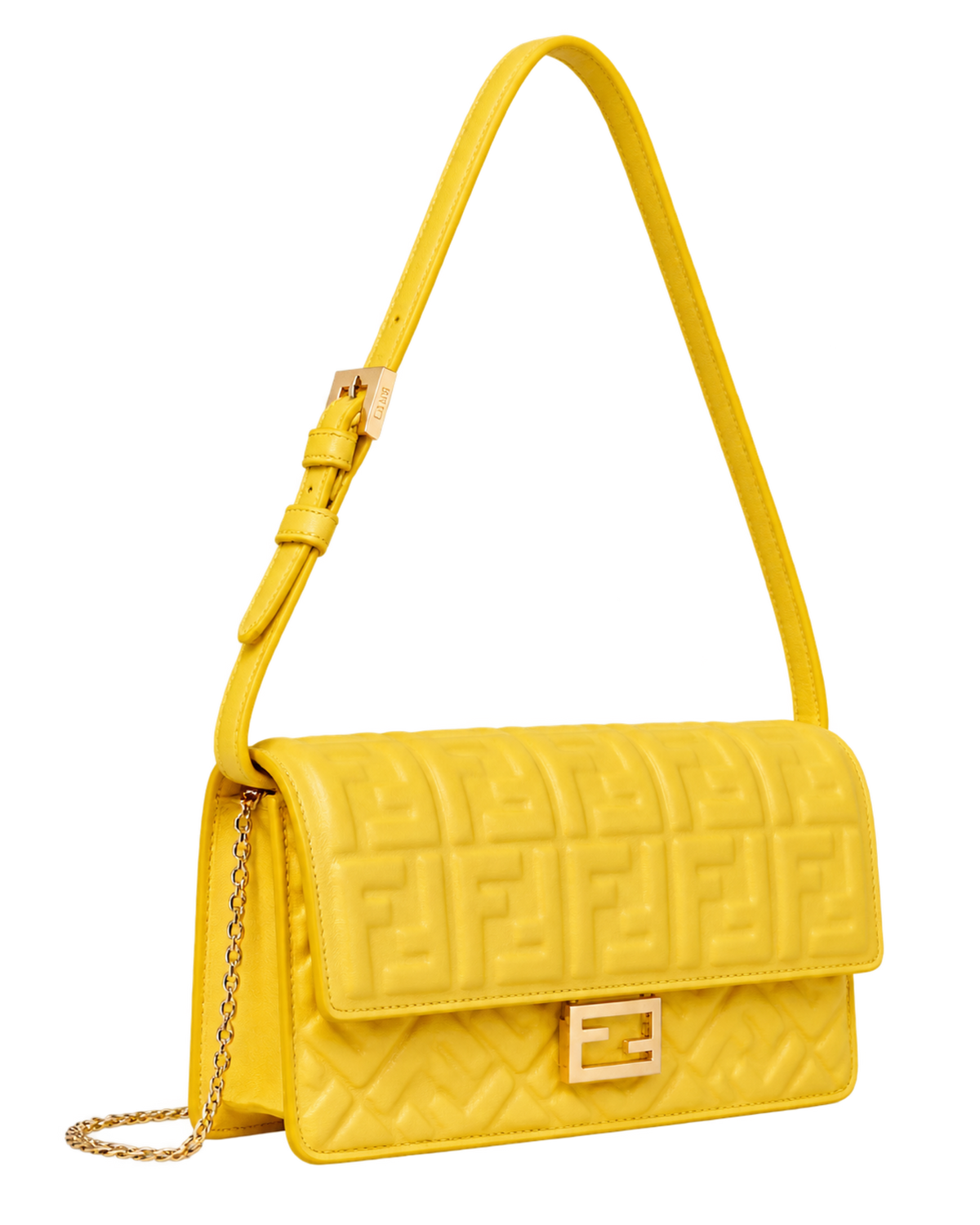 Broom yellow nappa leather wallet with FF motif