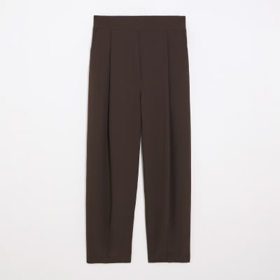 Brown Barrel Leg Trousers
