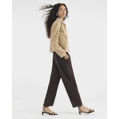 Brown Barrel Leg Trousers