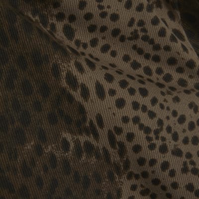 Brown Cap Sleeve Animal Print Top
