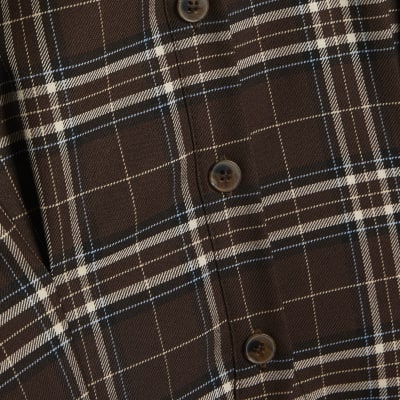 Brown Check Fitted Tailored Shirt