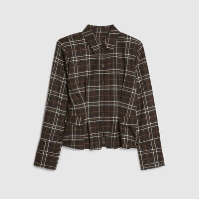 Brown Check Fitted Tailored Shirt