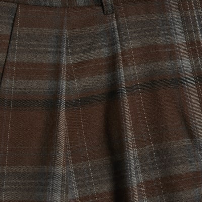 Brown Check Wide Leg Trousers
