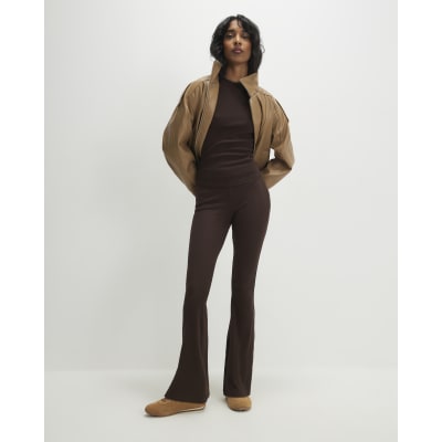 Brown Cotton Fitted Top