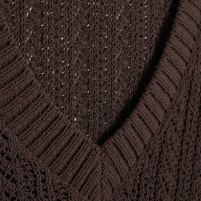 Brown Crochet Knit Vest Top