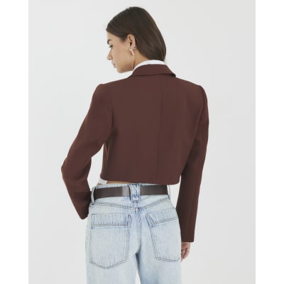 Brown Cropped Hybrid Blazer