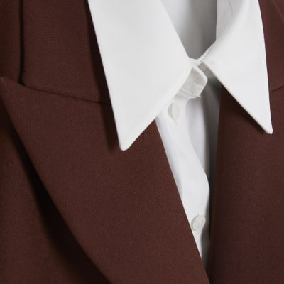 Brown Cropped Hybrid Blazer
