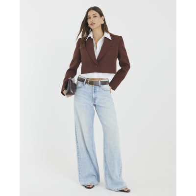 Brown Cropped Hybrid Blazer