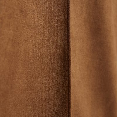 Brown Faux Suede Cropped Seam Front Trousers