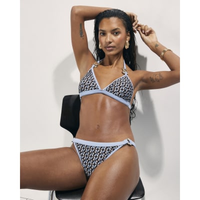 Brown Geometric Print Bikini Bottoms