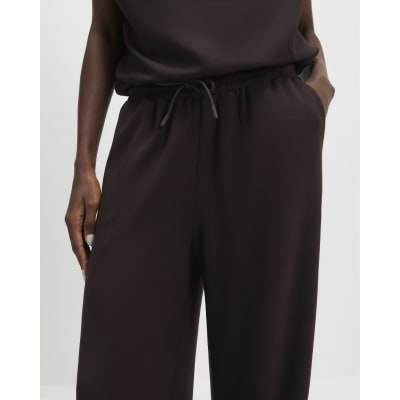 Brown High Waisted Premium Wide Leg Joggers