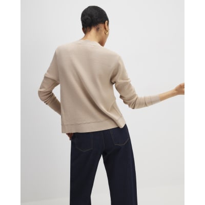 Brown Knit Fitted Scallop Trim Cardigan