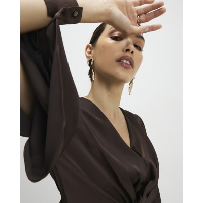 Brown Knot Front Top
