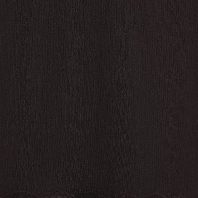 Brown Lace Trim Textured Wide Leg Trousers